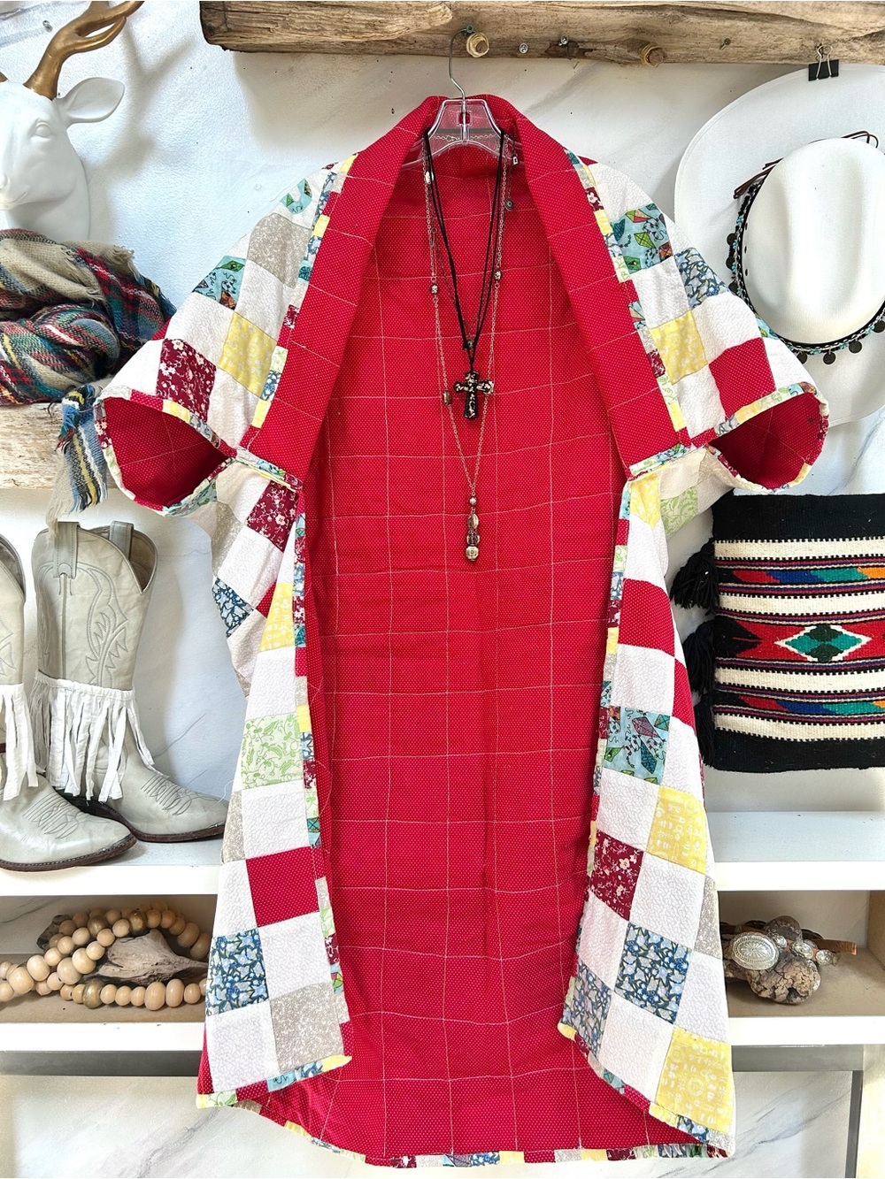 Quilted Duster patchwork Cocoon kimono shrug granny cabin cottagecore farmhouse